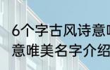 6个字古风诗意唯美名字 6个字古风诗意唯美名字介绍