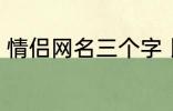 情侣网名三个字 比较好听的情侣网名